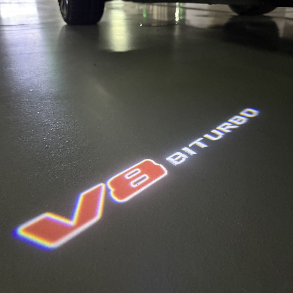 MERCEDES BENZ V8 LOGO PROJECTOT LIGHTS  (quantity 1 = 1 set /2 door lights with 2 logo films)Nr.02M232