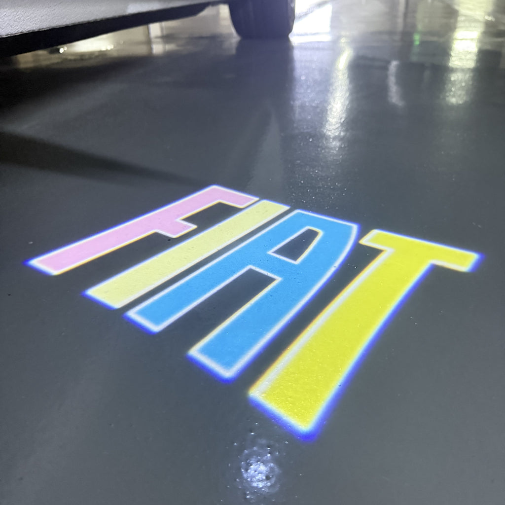 FIAT ORIGINAL LOGO PROJECTOT LIGHTS  (quantity  1 =  2 Logo Film /  2 door lights)Nr.48ER29