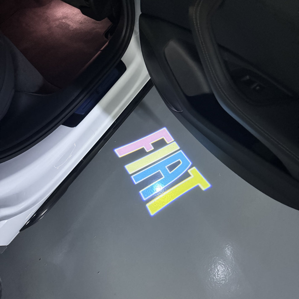 FIAT ORIGINAL LOGO PROJECTOT LIGHTS  (quantity  1 =  2 Logo Film /  2 door lights)Nr.48ER29