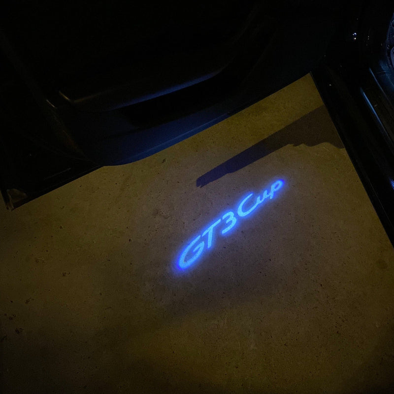 PORSCHE GT LOGO PROJECTOT LIGHTS Nr.8096 (quantità 1 = 2 pellicole logo / 2 luci porta)