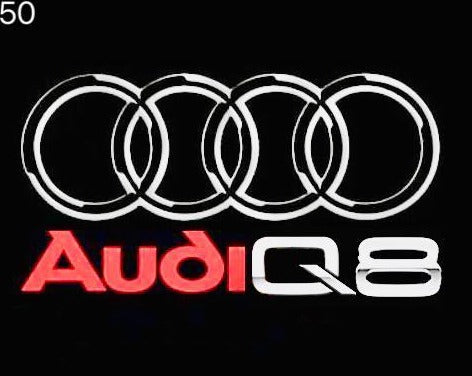 AUDI Q8 LOGO PROJECTOT LIGHTS Nr.50 (quantità 1 = 2 pellicole logo /2 luci porta） 