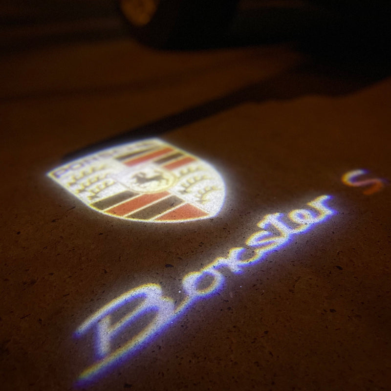 PORSCHE BOXSTER S LOGO PROJECTOT LIGHTS Nr.8053 (quantità 1 = 2 pellicole logo / 2 luci porta) 