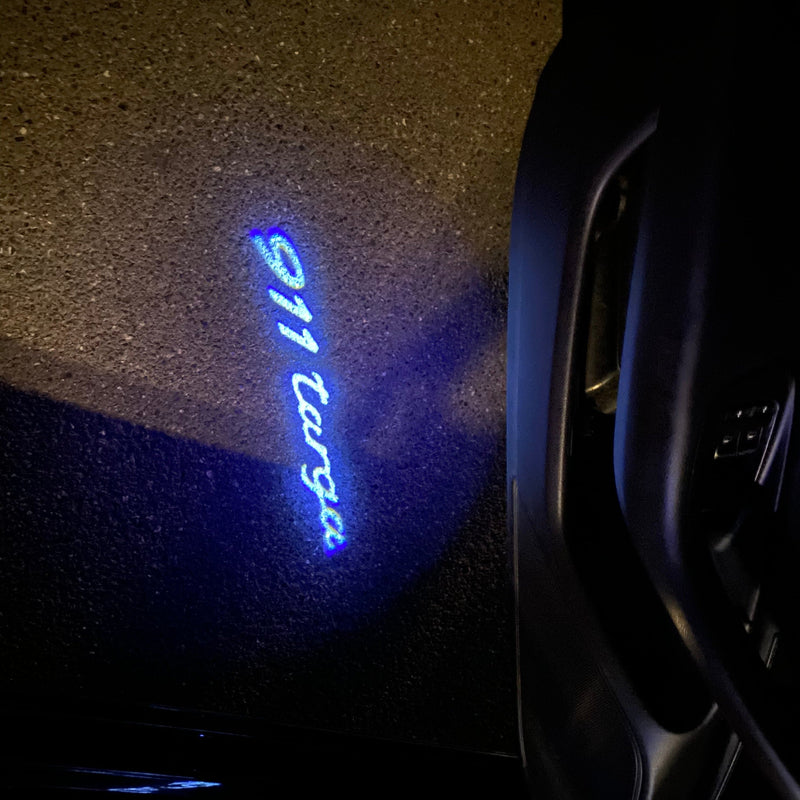 PORSCHE TARGA LOGO PROJECTOT LIGHTS Nr.8068 (quantità 1 = 2 pellicole logo / 2 luci porta) 