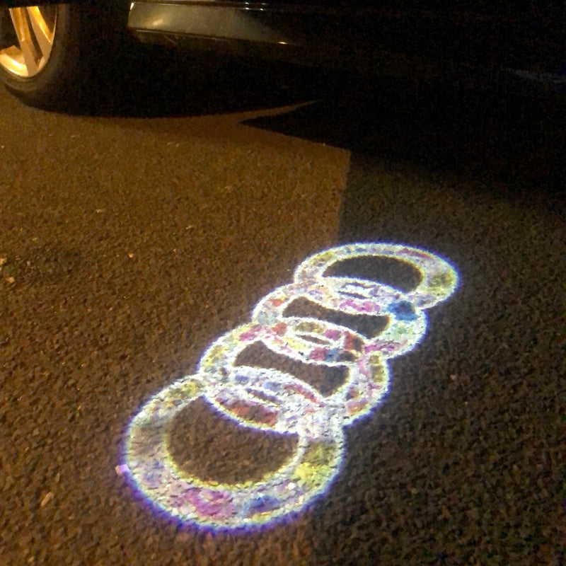 AUDI 4 RINGS LOGO PROJECTOT LIGHTS Nr.10 (Menge 1 = 2 Logofolien /2 Türleuchten） 