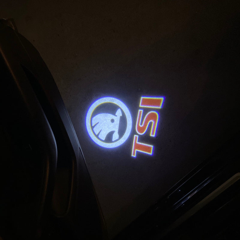 SKODA TSI LOGO PROJECTOT LIGHTS Nr.00009 (Menge 1 = 2 Logofolie / 2 Türleuchten)