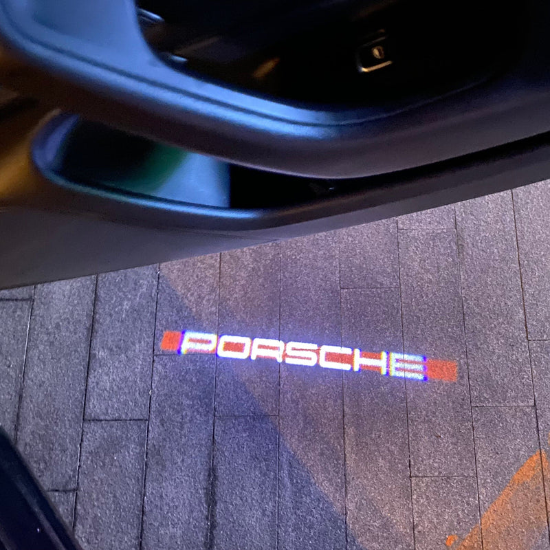 PORSCHE Original  LOGO PROJECTOT LIGHTS Nr.74 (quantity  1 =  2 Logo Film /  2 door lights)