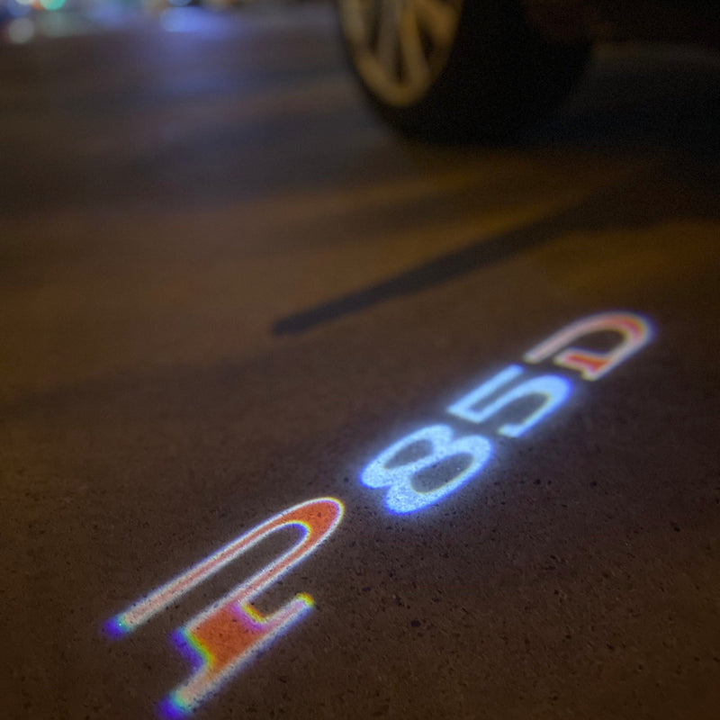 TESLA P85D LOGO PROJECROTR LIGHTS Nr.1529 (Menge 1 = 2 Logofolie / 2 Türleuchten)