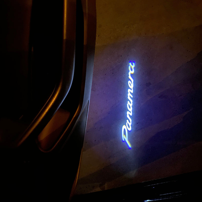 PORSCHE Panamera LOGO PROJECTOT LIGHTS Nr.35 (Menge 1 = 2 Logofolie / 2 Türleuchten)