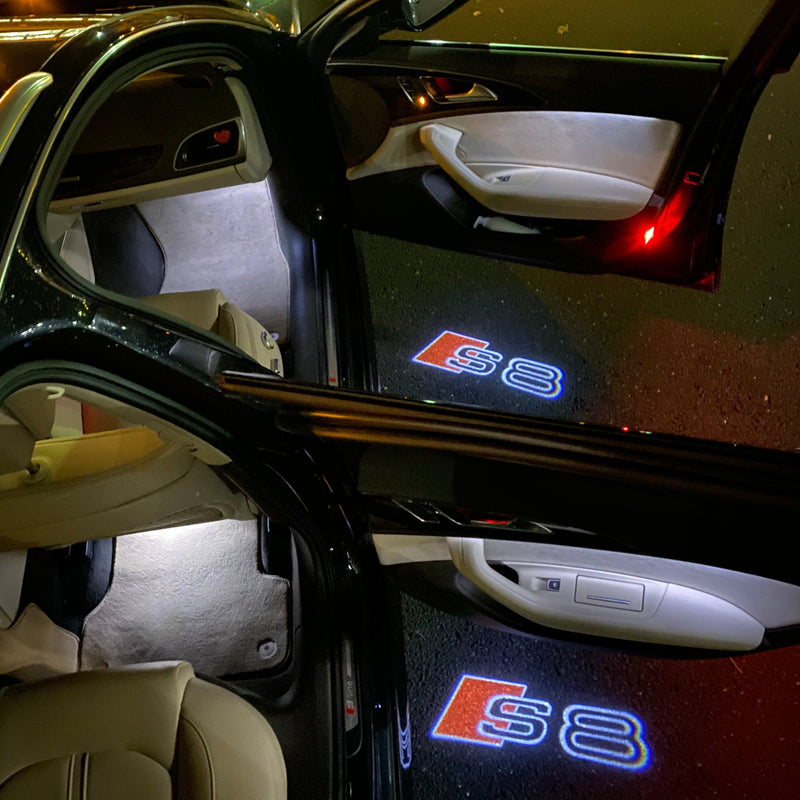 AUDI S8 LOGO PROJECTOT LIGHTS Nr.19  (quantity 1 = 2 Logo Films /2 door lights）