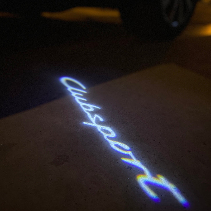 PORSCHE Club Sport LOGO PROJECTOT LIGHTS Nr.8007 (quantità 1 = 2 pellicole logo / 2 luci porta)