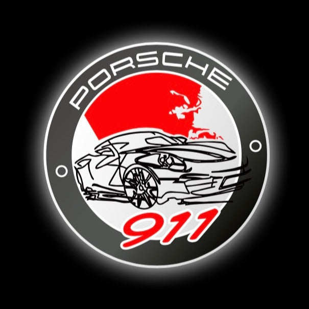 PORSCHE 911 LOGO PROJECTOT LIGHTS Nr.47 (quantità 1 = 2 pellicole logo / 2 luci porta) 