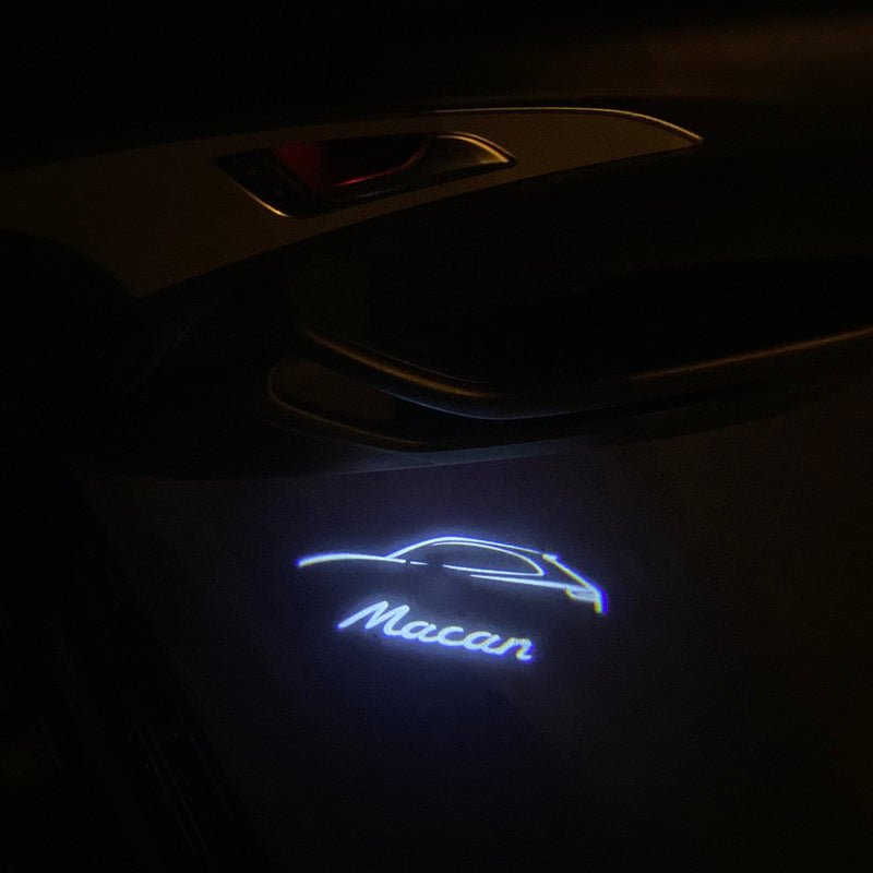 PORSCHE MACAN LOGO PROJECTOT LIGHTS Nr.8090 (Menge 1 = 2 Logofolie / 2 Türleuchten) 