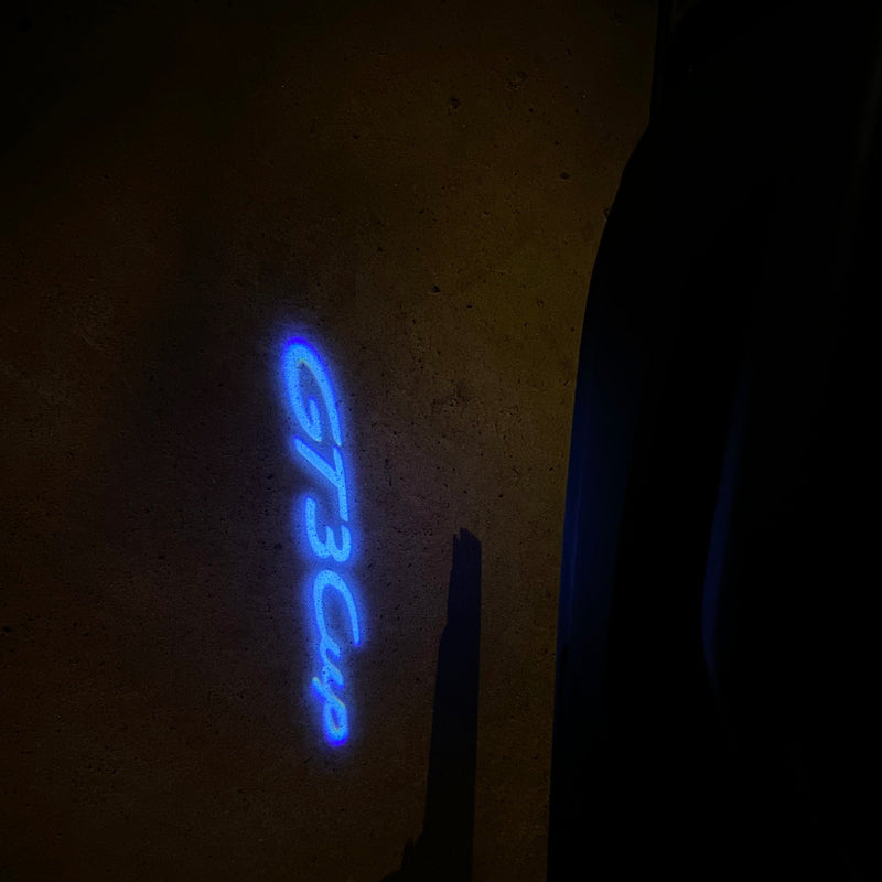 PORSCHE GT LOGO PROJECTOT LIGHTS Nr.8096 (quantità 1 = 2 pellicole logo / 2 luci porta)