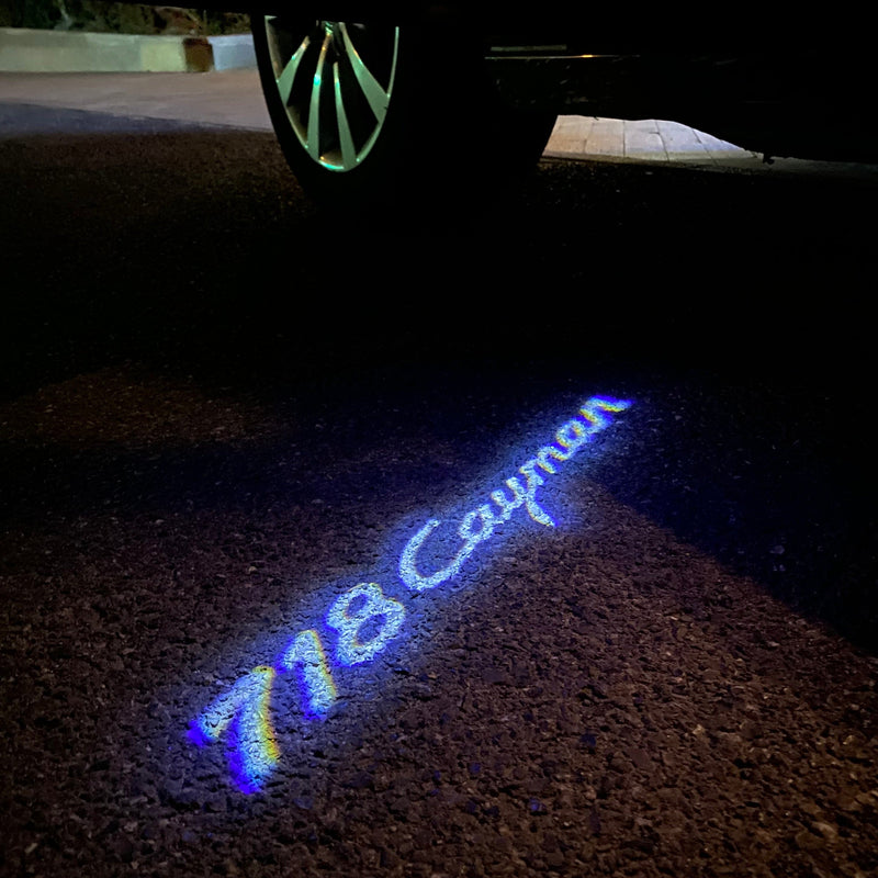 PORSCHE Cayman LOGO PROJECTOT LIGHTS Nr.8010 (quantità 1 = 2 pellicole logo / 2 luci porta)