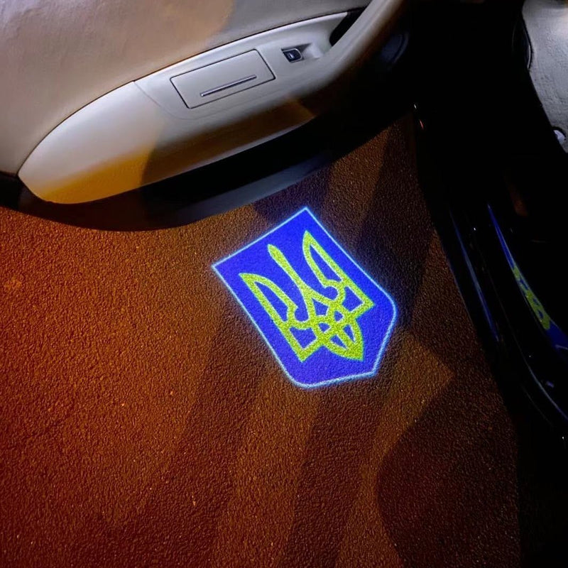 Ukraine Украïна Nationalflaggen-Logo-Türlichter (Menge 1 = 1 Satz / 2 Logo-Folie / Kann Lichter mit anderen Logos ersetzen) 