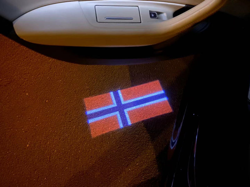 Norway Kongeriket Norge  National Flag  logo door lights (quantity 1 = 1 sets / 2 logo film /  Can replace of lights  other logos )