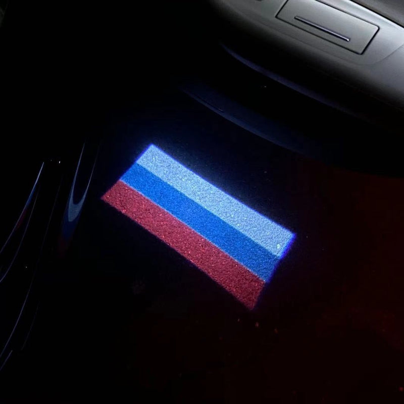 Russia Российская Федерация National Flag  logo door lights (quantity 1 = 1 sets / 2 logo film /  Can replace of lights  other logos )