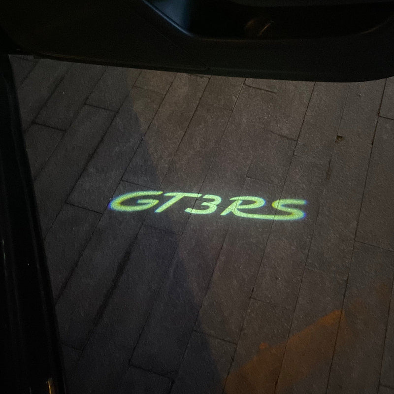 PORSCHE GT LOGO PROJECTOT LIGHTS Nr.8101 (quantità 1 = 2 pellicole logo / 2 luci porta)