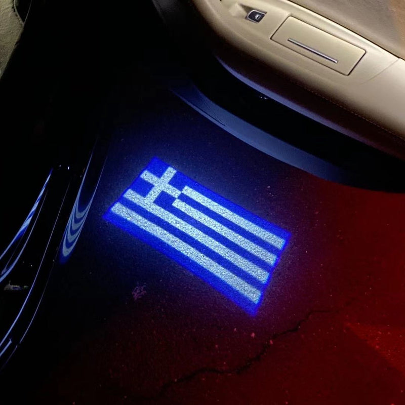 Greece Ελληνική Δημοκρατία National Flag  logo door lights (quantity 1 = 1 sets / 2 logo film /  Can replace of lights  other logos )