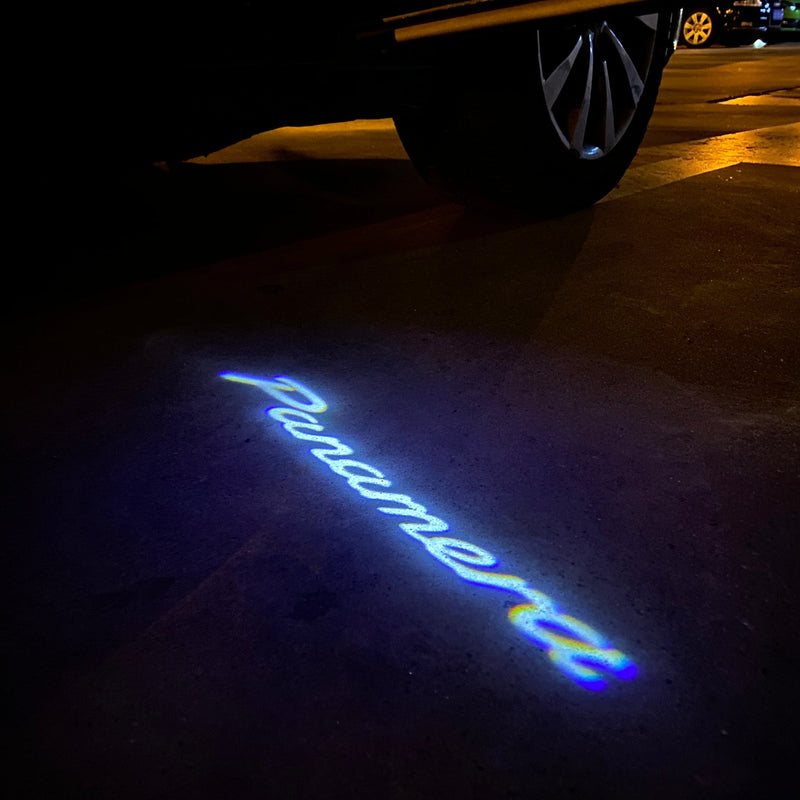 PORSCHE Panamera LOGO PROJECTOT LIGHTS Nr.8084 (Menge 1 = 2 Logofolie / 2 Türleuchten) 