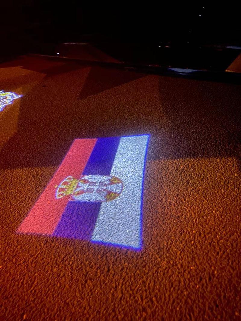 Serbia Република Србија   National Flag  logo door lights (quantity 1 = 1 sets / 2 logo film /  Can replace of lights  other logos )