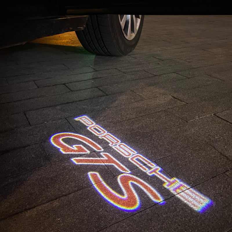 PORSCHE GT LOGO PROJECTOT LIGHTS Nr.8098 (Menge 1 = 2 Logofolie / 2 Türleuchten)