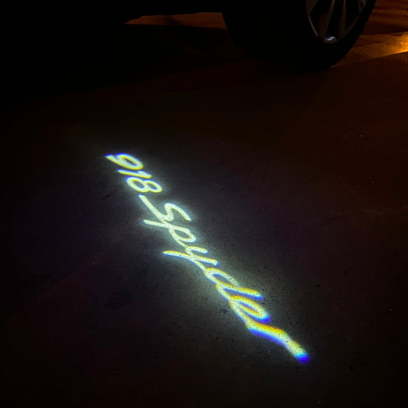 PORSCHE SPYDER 918 LOGO PROJECTOT LIGHTS Nr.44 (quantità 1 = 2 pellicole logo / 2 luci porta) 