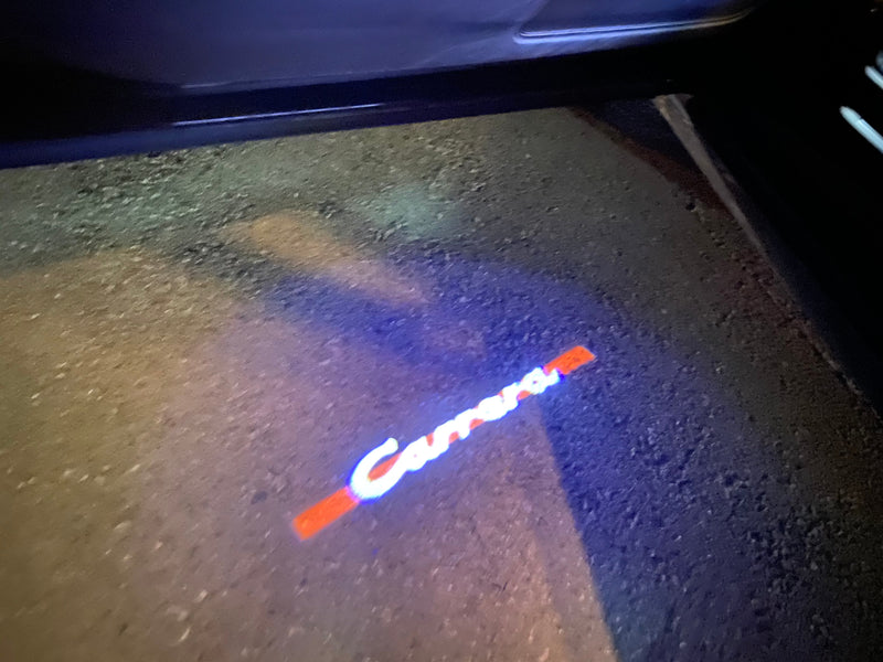 PORSCHE Carrera LOGO PROJECTOT LIGHTS Nr.8086 (Menge 1 = 2 Logofolie / 2 Türleuchten) 