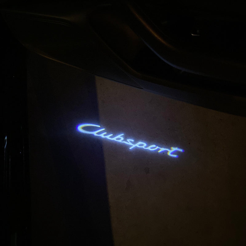 PORSCHE Club Sport LOGO PROJECTOT LIGHTS Nr.8007 (quantità 1 = 2 pellicole logo / 2 luci porta)