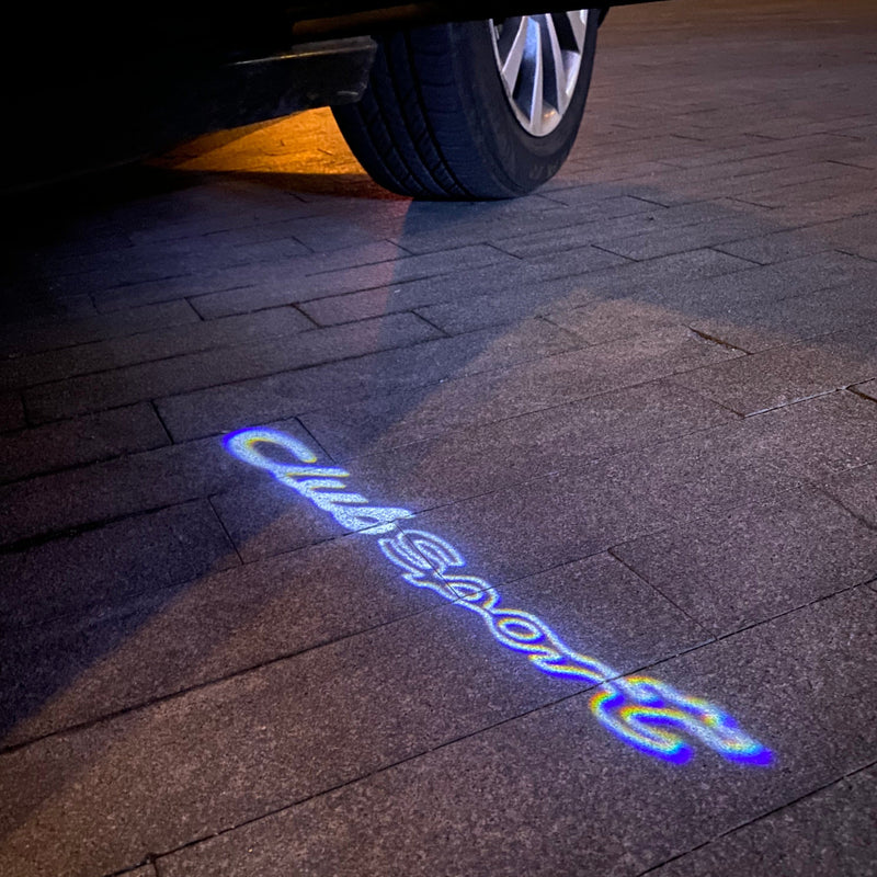 PORSCHE Club Sport LOGO PROJECTOT LIGHTS Nr.8006 (quantità 1 = 2 pellicole logo / 2 luci porta)