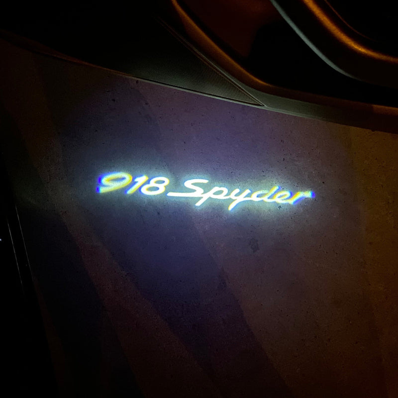 PORSCHE SPYDER 918 LOGO PROJECTOT LIGHTS Nr.44 (quantità 1 = 2 pellicole logo / 2 luci porta) 