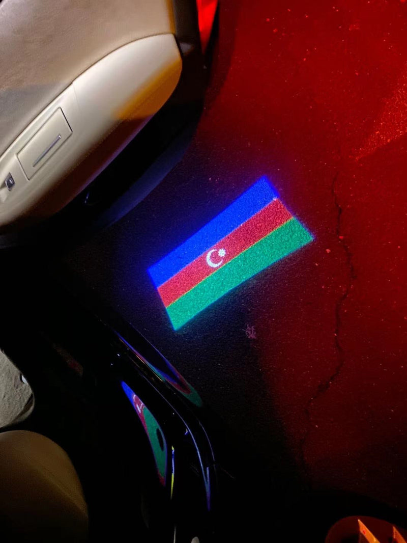 Türleuchten mit Logo der Nationalflagge Aserbaidschans Azərbaycan (Menge 1 = 1 Satz / 2 Logo-Folie / Kann Lichter mit anderen Logos ersetzen) 