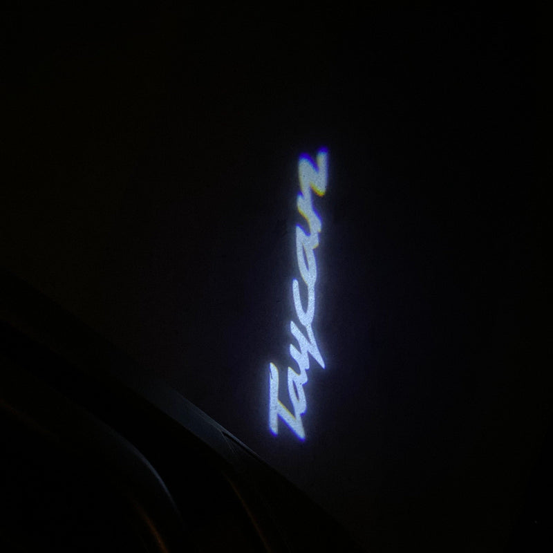 PORSCHE TAYCAN LOGO PROJECTOT LIGHTS Nr.52 (Menge 1 = 2 Logofolie / 2 Türleuchten) 