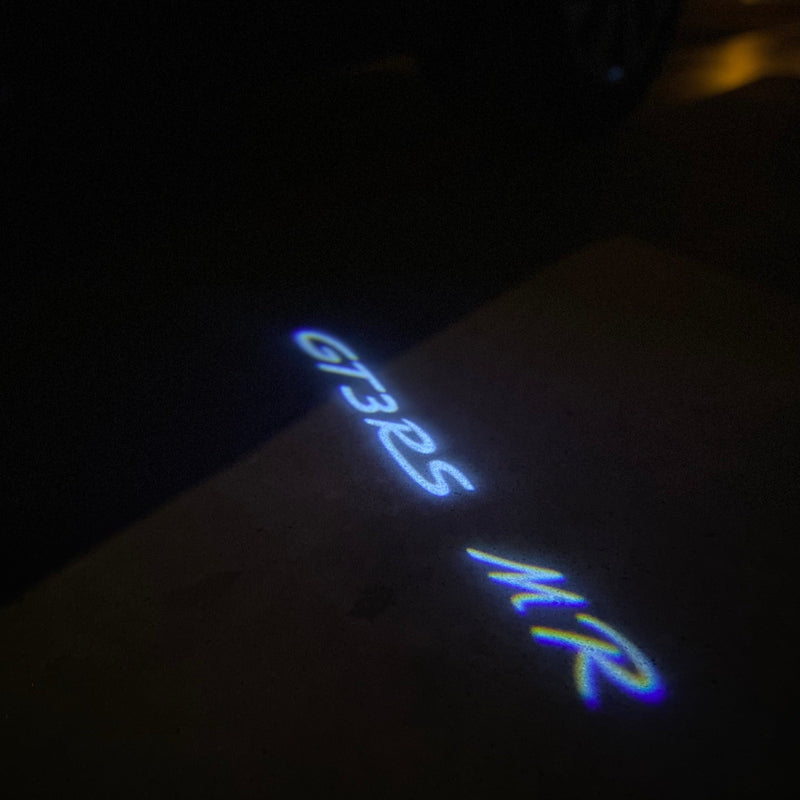 PORSCHE GT LOGO PROJECTOT LIGHTS Nr.8097 (quantità 1 = 2 pellicole logo / 2 luci porta)