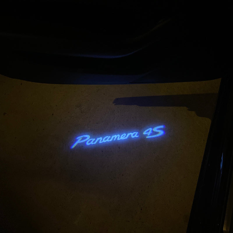 PORSCHE Panamera LOGO PROJECTOT LIGHTS Nr.8087 (Menge 1 = 2 Logofolie / 2 Türleuchten) 