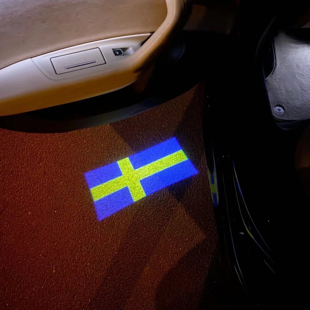 Sweden Konungariket Sverige  National Flag  logo door lights (quantity 1 = 1 sets / 2 logo film /  Can replace of lights  other logos )