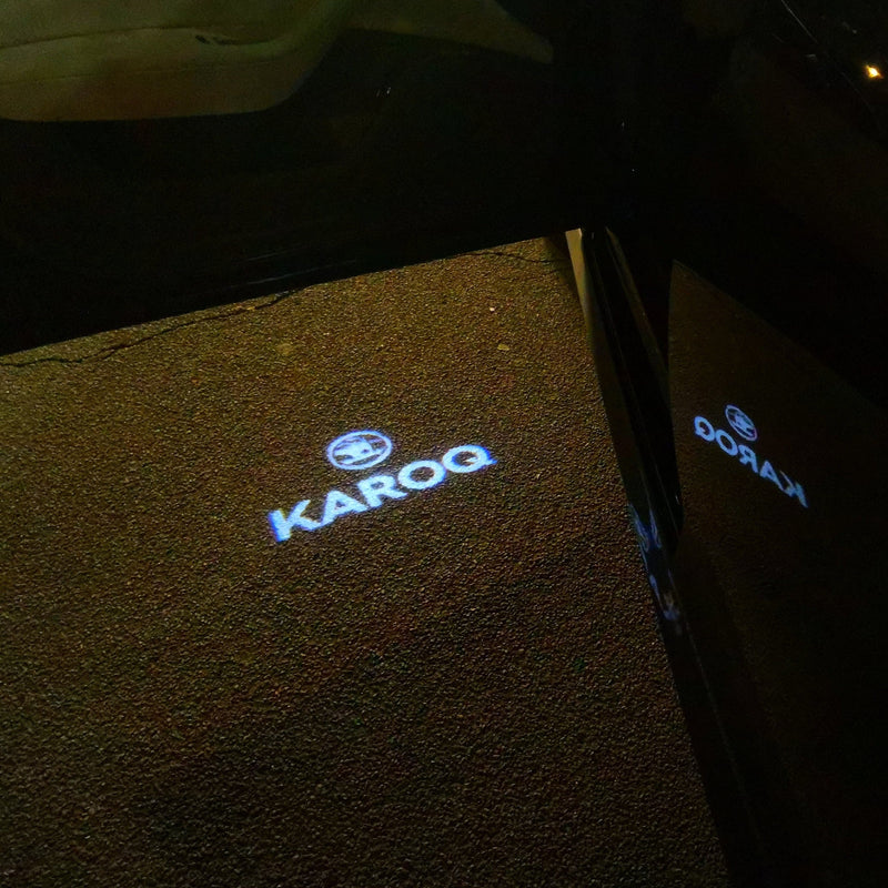 SKODA KAROQ LOGO LIGHTS Nr.110  (quantity  1 =  2 Logo Film /  2 door lights)