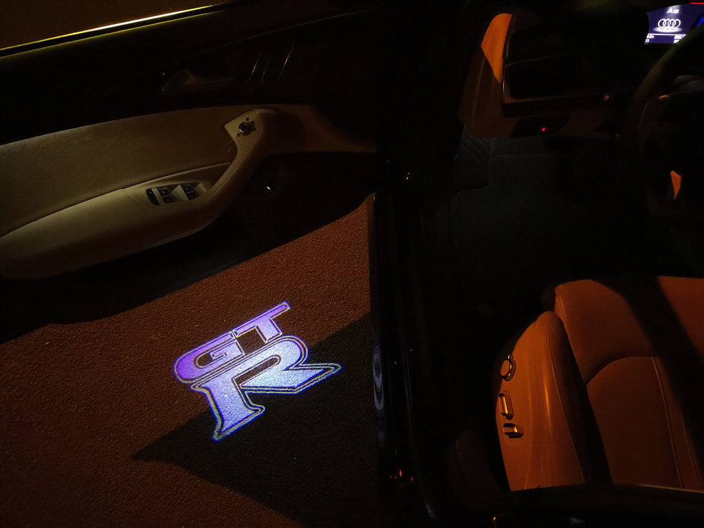NISSAN GTR R35 LOGO PROJECTOT LIGHTS Nr.05  (quantity 1 = 2 Logo Films /2 door lights）