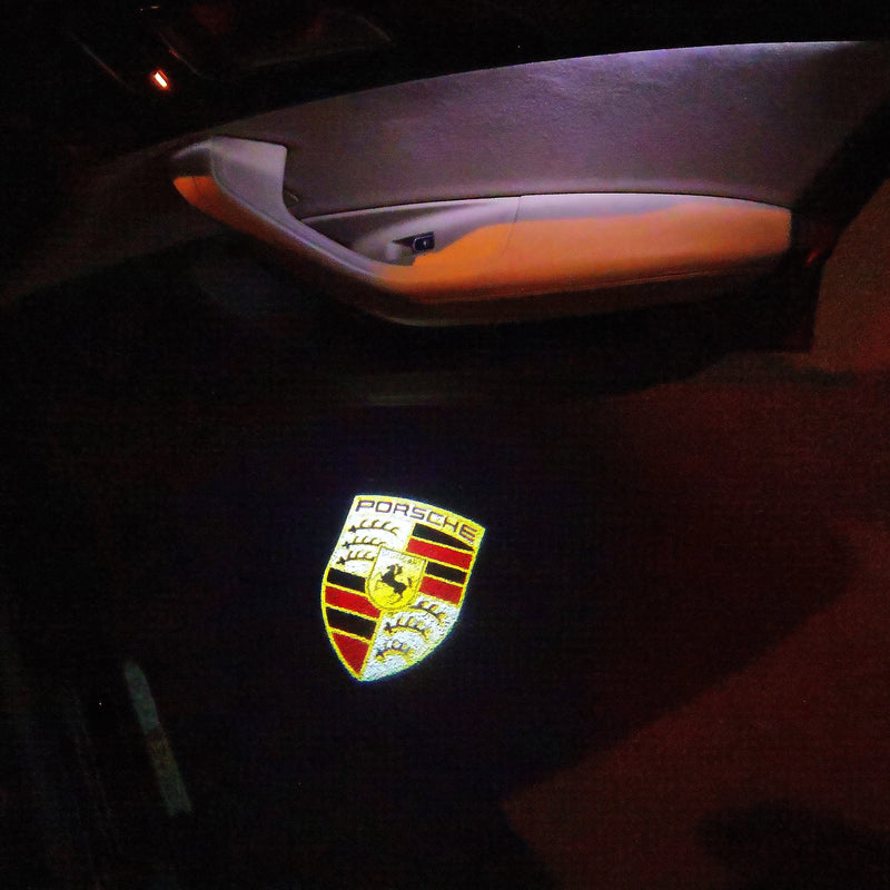 PORSCHE Original LOGO PROJECTOT LIGHTS Nr.8003 (Menge 1 = 2 Logofolie / 2 Türleuchten)