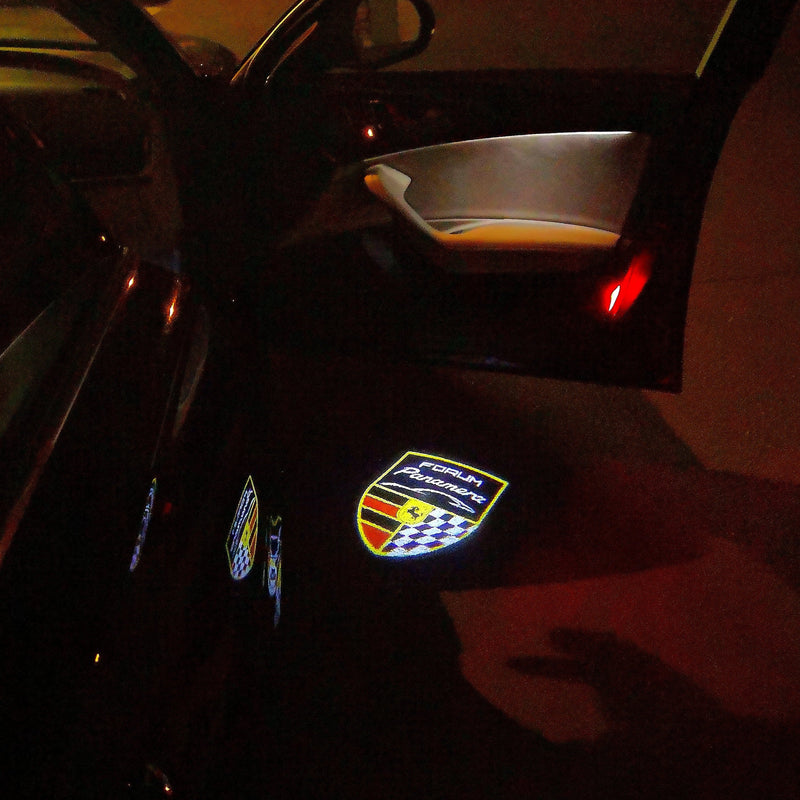 PORSCHE Panamera LOGO PROJECTOT LIGHTS Nr.04 (quantity  1 =  2 Logo Film /  2 door lights)