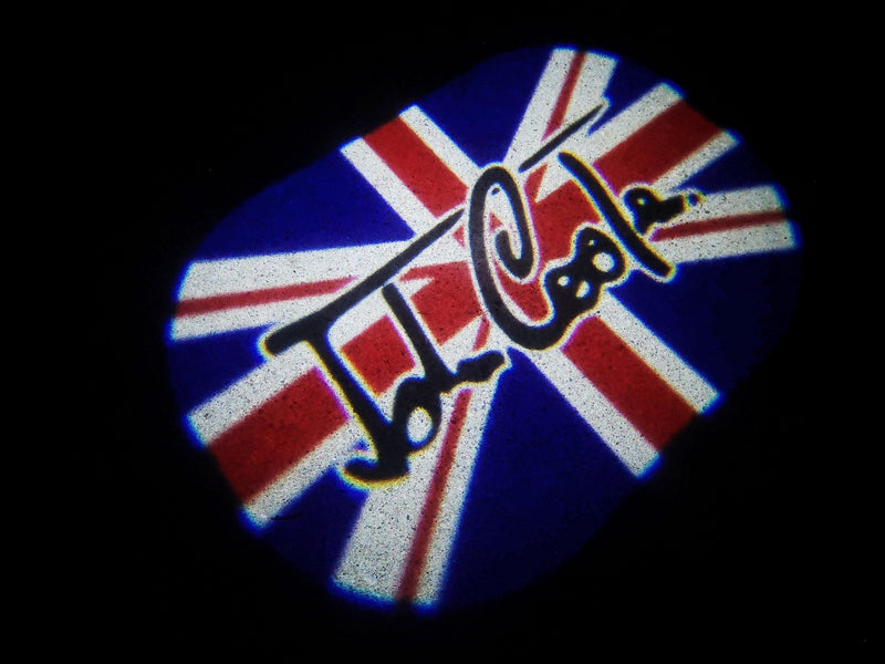 MINI  BRITISH NATIONAL FLAG WITH MINI  LOGO PROJECROTR LIGHTS Nr.86 (quantity  1 =  2 Logo Film /  2 door lights)