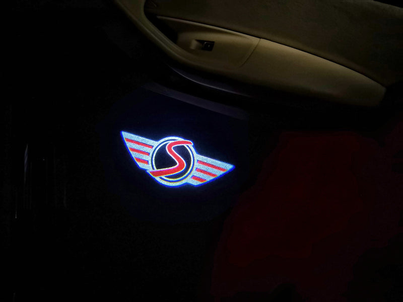 MINI S LOGO PROJECROTR LIGHTS Nr.35 (Menge 1 = 2 Logofolie / 2 Türleuchten) 