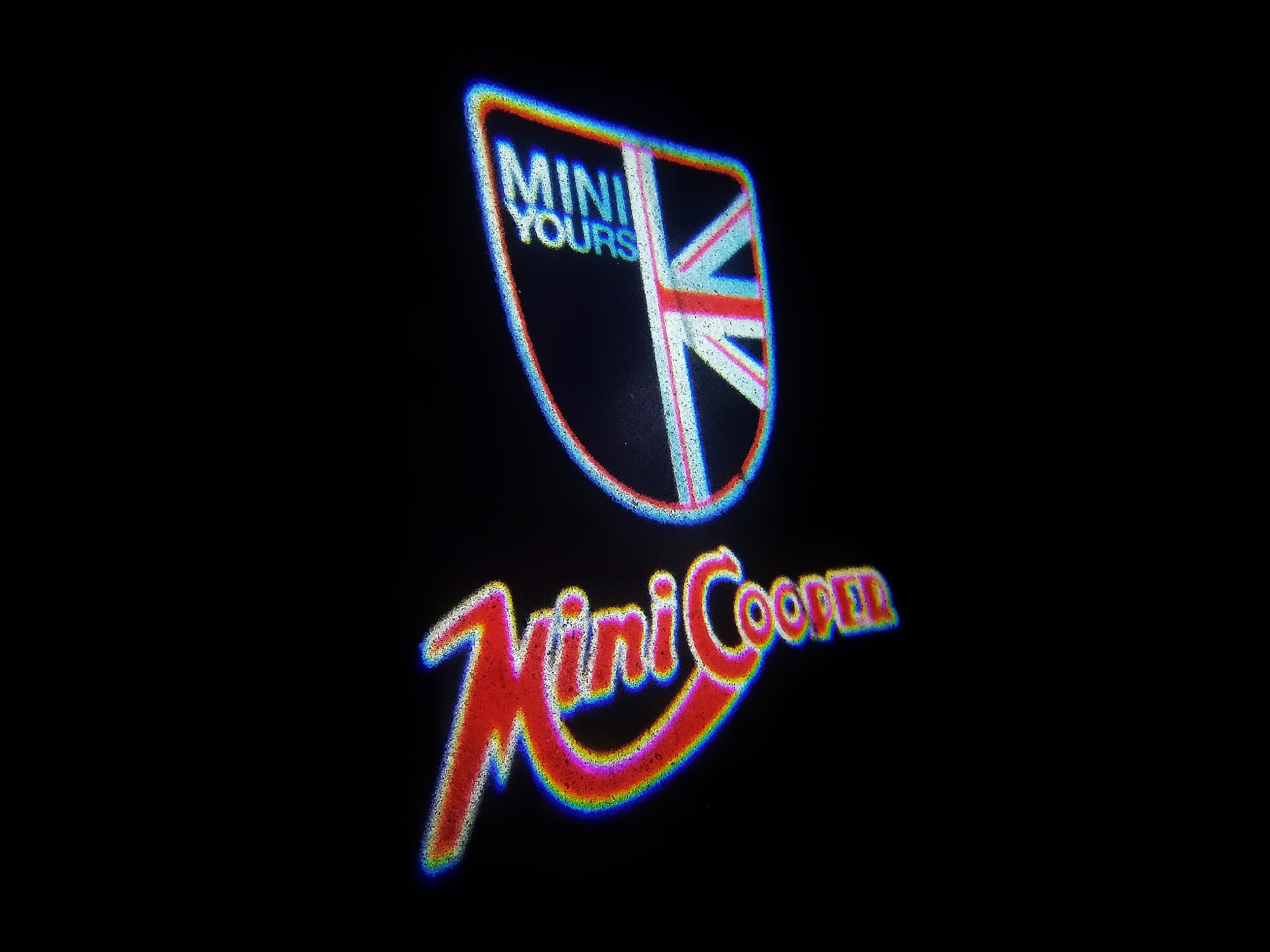 MINI  BRITISH NATIONAL FLAG WITH MINI  LOGO PROJECROTR LIGHTS Nr.40 (quantity  1 =  2 Logo Film /  2 door lights)