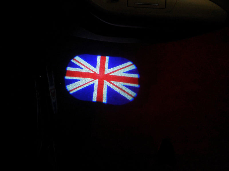 MINI BANDIERA NAZIONALE BRITANNICA CON MINI LOGO PROJECROTR LIGHTS Nr.46 (quantità 1 = 2 Logo Film / 2 luci porta) 