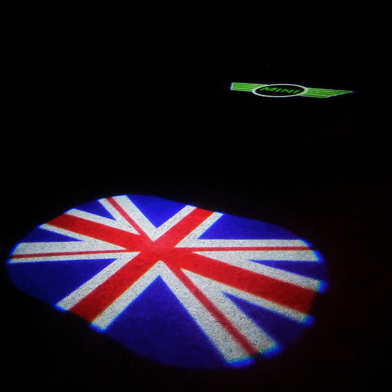 MINI BANDIERA NAZIONALE BRITANNICA CON MINI LOGO PROJECROTR LIGHTS Nr.46 (quantità 1 = 2 Logo Film / 2 luci porta) 