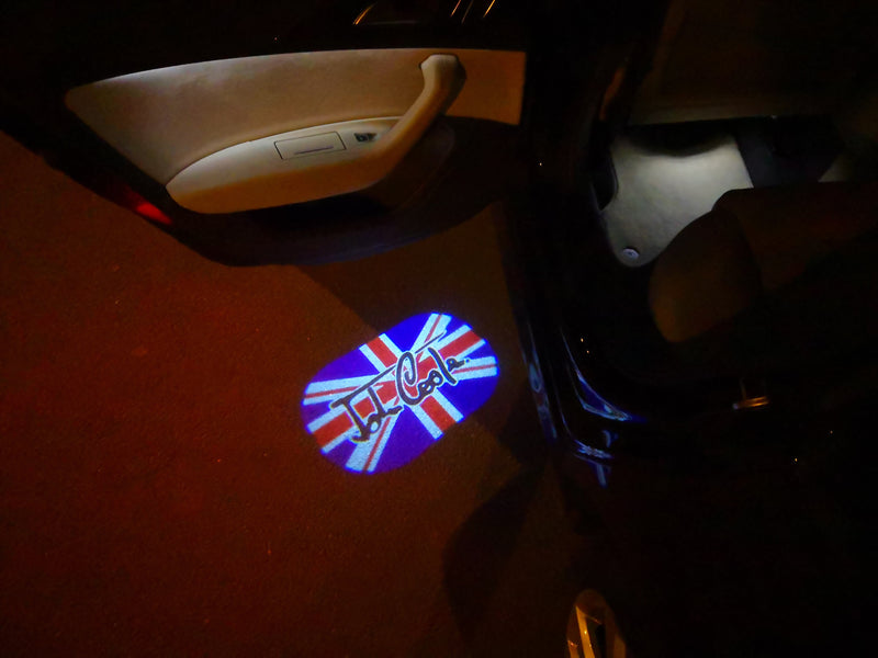 MINI  BRITISH NATIONAL FLAG WITH MINI  LOGO PROJECROTR LIGHTS Nr.86 (quantity  1 =  2 Logo Film /  2 door lights)