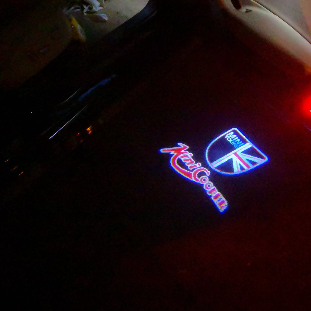 MINI  BRITISH NATIONAL FLAG WITH MINI  LOGO PROJECROTR LIGHTS Nr.40 (quantity  1 =  2 Logo Film /  2 door lights)