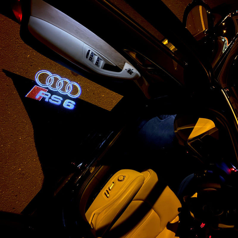 AUDI RS6 LOGO PROJECTOT LIGHTS Nr.137 (Menge 1 = 2 Logofolien /2 Türleuchten） 