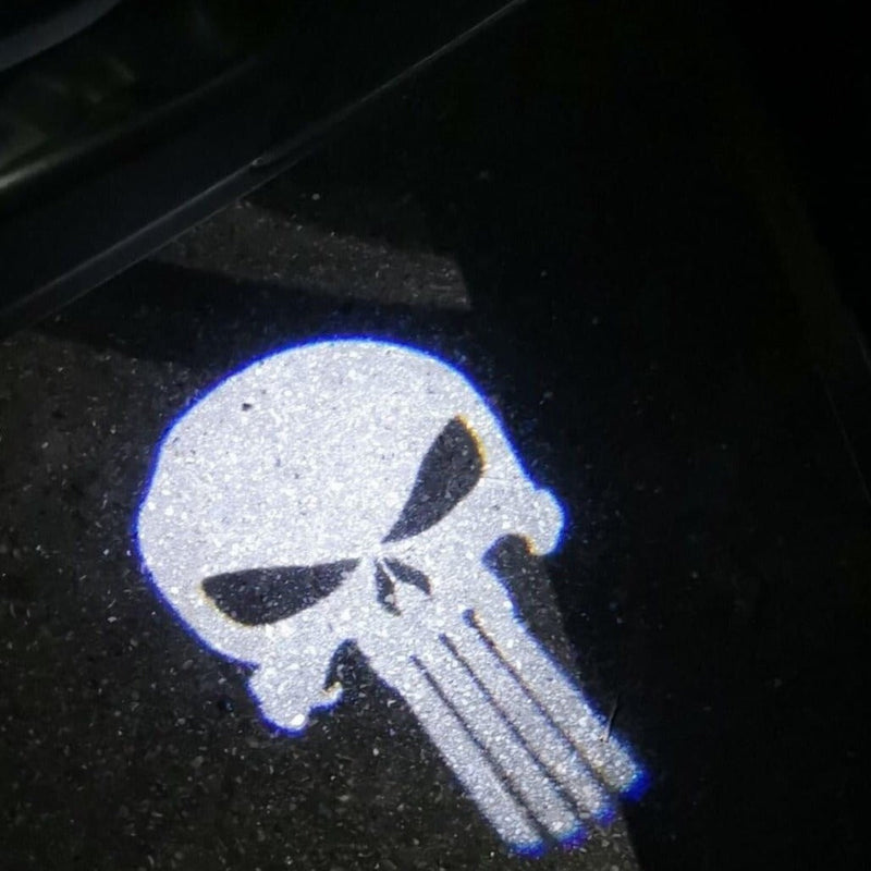 Logo Punisher Nr.204 (quantità 1 = 2 pellicole con logo/2 luci per porte)Logo degli eroi Marvel 