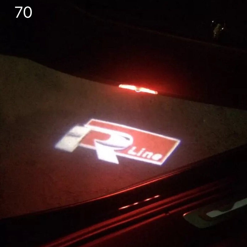 Volkswagen Luci porta R LINE Logo Nr. 50 (quantità 1 = 2 pellicole con logo/2 luci per porta） 